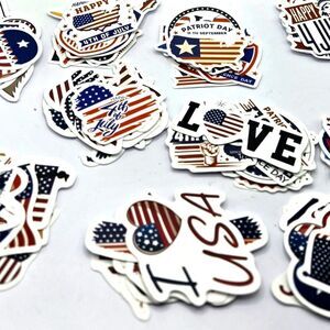 "5/$25" Pack Of 10 Patriotic American 4th Of July Independance Day Stickers